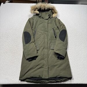 Soia & Kyo Women's Utility Parka Down Coyote Fur Hood Green Jacket Coat Sz Small